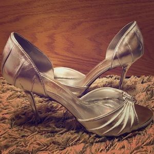 Silver high heel sandal